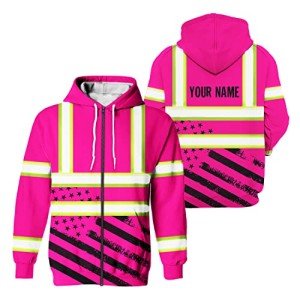 Customizable Hi-Vis Pink USA Flag Safety Jacket