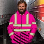 Customizable Hi-Vis Pink USA Flag Safety Jacket