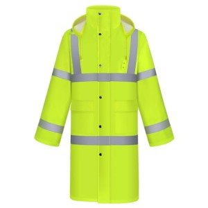 Hi-Vis Waterproof Rain Jacket with Hood for Men