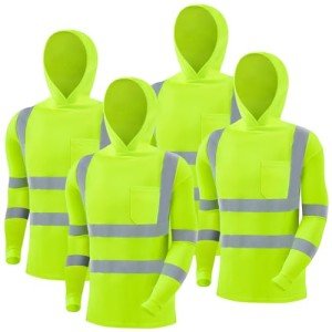 4-Pack Reflective Safety Hooded T-Shirts - Fluorescent Yellow