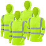 4-Pack Reflective Safety Hooded T-Shirts - Fluorescent Yellow