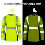 Women's High Visibility Reflective Safety Shirt - Yellow