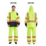 High Visibility Waterproof Rain Jacket for Men