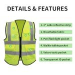 High Visibility Reflective Safety Vest with Pockets