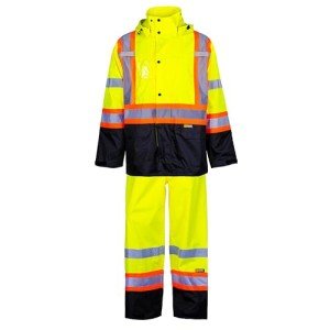 Hi-Vis Yellow Waterproof Rainsuit with Reflective Stripes