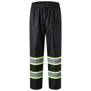 Hi-Vis Waterproof Rain Pants with Reflective Trim