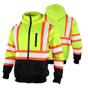 Hi-Vis Reflective Safety Fleece Hoodie for Men