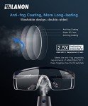LANON Lightweight Anti-Fog Safety Goggles with Adjustable Temples