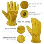 Heavy-Duty Leather Work Gloves for Construction & Gardening