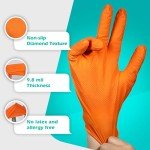 Orange Nitrile Industrial Gloves, 8-mil Thick, XL