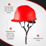 10 Pcs Hard Hats with Adjustable Straps - Red
