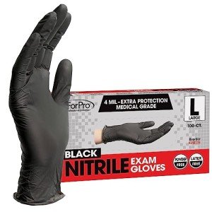 Black Disposable Nitrile Exam Gloves, 100 Count