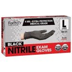 Black Disposable Nitrile Exam Gloves, 100 Count