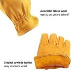 OZERO Heavy Duty Leather Work Gloves - 3 Pairs