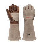 AOUCHI Fireproof Cowhide BBQ Welding Gloves