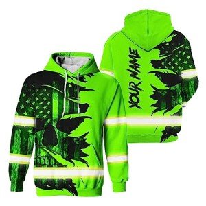 Hi-Vis Safety Hoodie with Custom Name & Skull