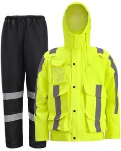 Oumurs Hi-Vis Waterproof Rain Gear for Men