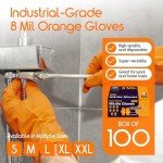 Heavy Duty Orange Nitrile Disposable Gloves - 100 Count