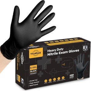 TitanFlex Heavy Duty Black Nitrile Gloves – 100 Count