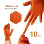 Heavy Duty Orange Nitrile Mechanic Gloves - Large