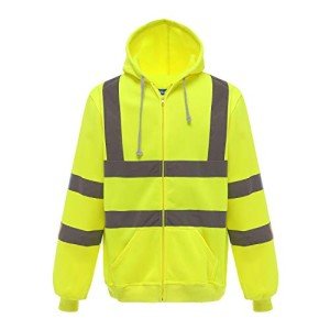 Yellow Class 3 Fleece Safety Hoodie Jacket, XL