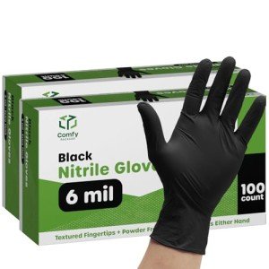 Heavy Duty Black Nitrile Gloves – 100 Count