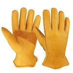 OZERO Leather Work Gloves - Flex Grip, Tough Cowhide