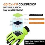 DULFINE Waterproof Winter Work Gloves for Men