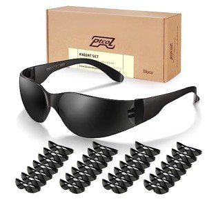 28 Pack Black Tinted Safety Glasses - Impact Resistant