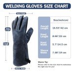 Heat-Resistant Leather Welding Gloves - 14 Inches