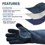 Heat-Resistant Leather Welding Gloves - 14 Inches