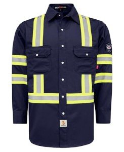 Men's Navy High Visibility Flame Resistant Shirt
