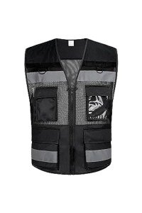 Hi-Vis Safety Vest with 8 Pockets - Reflective