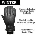 Winter Deerskin Leather Gloves for Men and Women