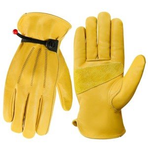 DULFINE Durable Leather Work Gloves for Gardening