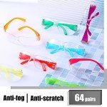 64 Pairs Anti-Fog Safety Glasses for Adults