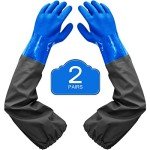 Long Chemical Resistant Rubber Gloves - 2 Pairs