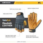 HydraHyde Water-Resistant Cowhide Work Gloves, Large