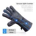 Heat Resistant Welding Gloves - 14" Cowhide Leather