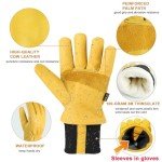 Men's Waterproof Winter Leather Work Gloves