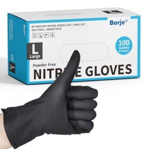 Borje Schwarze Nitrile Disposable Gloves, 100 Count
