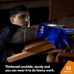 12 Pairs Cowhide Leather Work Gloves, XXL