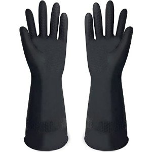 JustSeen Waterproof Chemical-Resistant Rubber Gloves - 2 Pairs