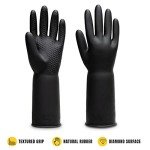 Heavy Duty Chemical Resistant Rubber Gloves, Medium