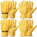 Cowhide Leather Work Gloves with Adjustable Wrist