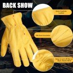 Cowhide Leather Work Gloves with Adjustable Wrist