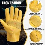 Cowhide Leather Work Gloves with Adjustable Wrist