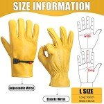 Cowhide Leather Work Gloves with Adjustable Wrist
