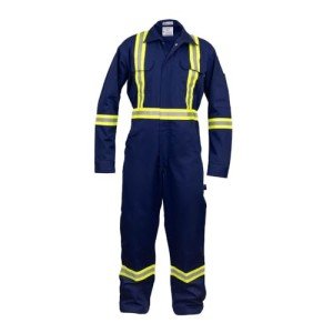 Hi-Vis Safety Coverall with Leg Zipper - Navy