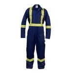 Hi-Vis Safety Coverall with Leg Zipper - Navy